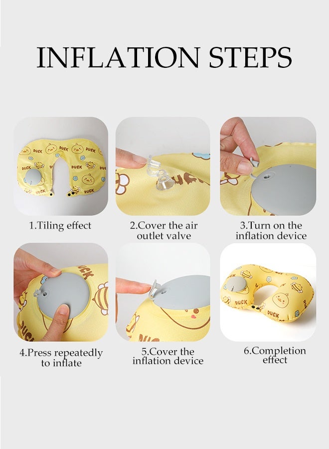 DUNISO Inflatable Travel Pillow for Airplane Ultralight Portable Neck Pillow Press to Inflate Compressible Ergonomic Neck Support to Relieve Neck Tension Comfortable U-shaped Pillow for Airplane Car Office Home Travel Camping  - Image 4