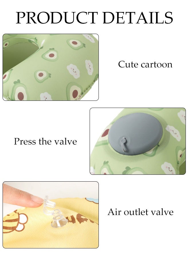 DUNISO Inflatable Travel Pillow for Airplane Ultralight Portable Neck Pillow Press to Inflate Compressible Ergonomic Neck Support to Relieve Neck Tension Comfortable U-shaped Pillow for Airplane Car Office Home Travel Camping  - Image 3