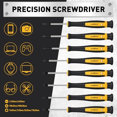 HORUSDY 140-Piece Magnetic Screwdriver Set with Plastic Racking, Includes SAE & Metric Hex Keys, Precision Screwdriver and Magnetizer Demagnetizer DIY Tools for Men Tools Gift - Image 4