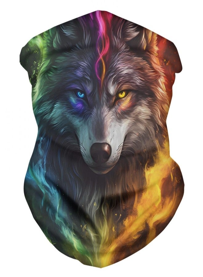 GLUDEAR Wolf 3D Print Balaclava Neck Gaiter Tube Face Bandana Scarf for Dust Wind Sun Protection,Moon Rainbow Galaxy Wolf - Image 5