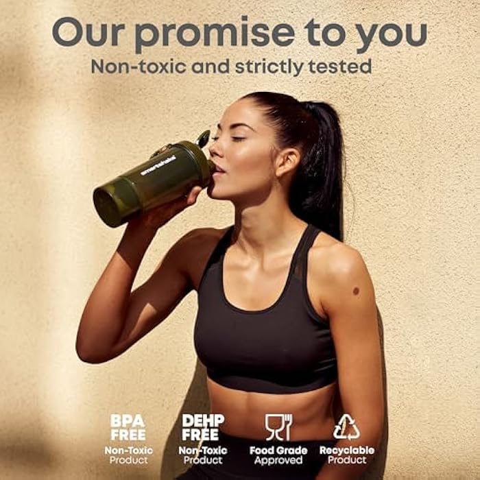 Smartshake O2GO ONE Plastic Protein Shaker Bottle 800 ml | 27 oz - Leakproof Screw-on Lid - BPA Free – Unisex - Deep Rose - Image 5