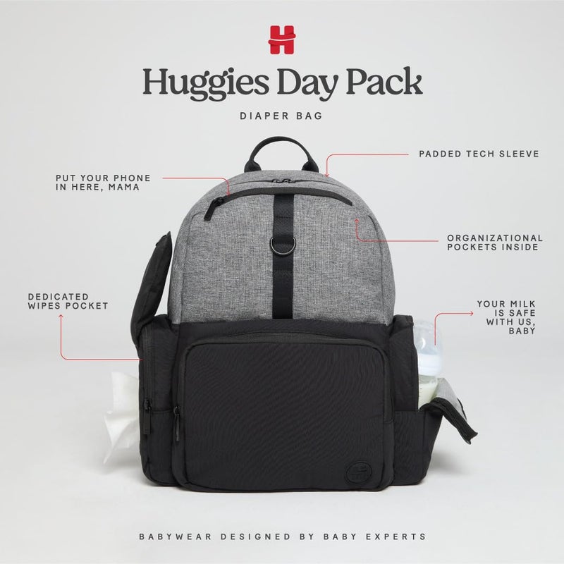 HUGGIES Unisex-adult Day Pack Diaper Backpack, Black/Solid, One Size - Image 4