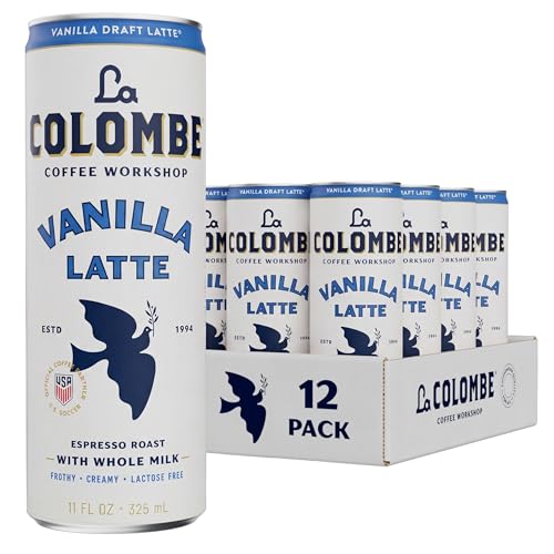 La Colombe Coffee Vanilla Draft Latte 11 fl oz Cans Pack of 12 Coffeehouse Quality Cold Brew Specialty Grade Coffee Beans ReadytoDrink OntheGo - Image 1