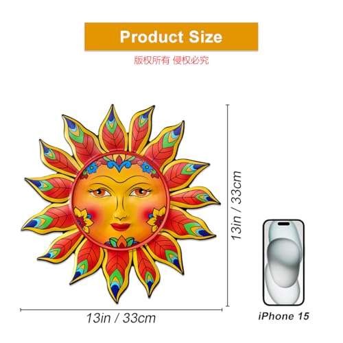 Daogtc Metal Sun Flower Wall Decor,13inches Sun Wall Art Hanging Decoration for Indoor and Outdoor, Garden Farmhouse Yard Patio Fence Living Room Bedroom Decor - Image 3