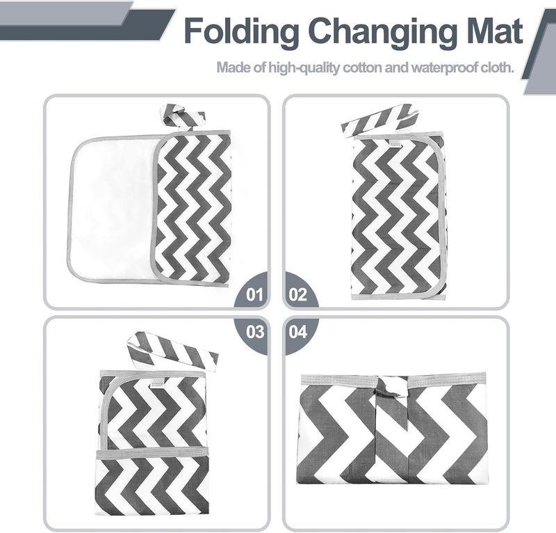 Portable Diaper Changing Pad Foldable Diaper Pads Waterproof Changing Mats Multifunctional Changing mats Nappy Changing mat for Home Travel Outside (Grey) - Image 3