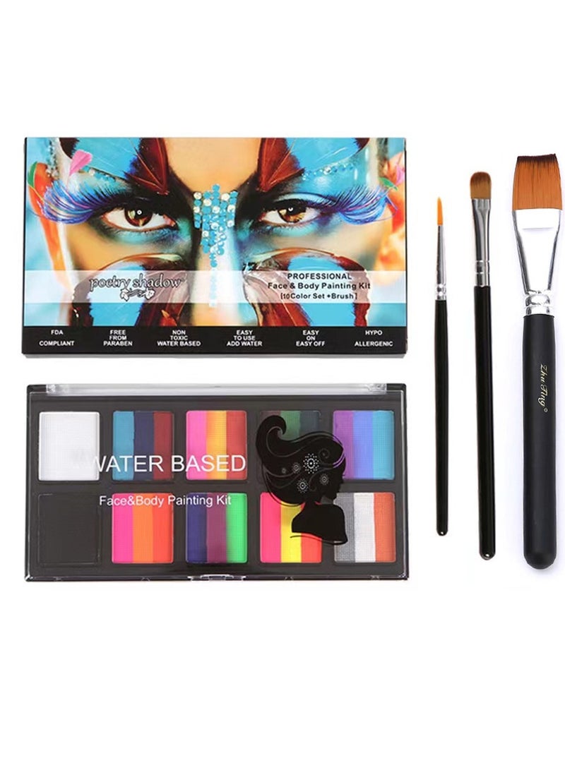oem Face Body Paint Set-Athena Painting Palette,3Professional Artist Brush, Large Deep Pan Ideal for Halloween Cosplay Party - Image 1