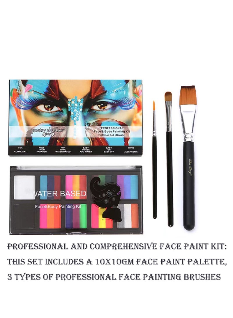 oem Face Body Paint Set-Athena Painting Palette,3Professional Artist Brush, Large Deep Pan Ideal for Halloween Cosplay Party - Image 4