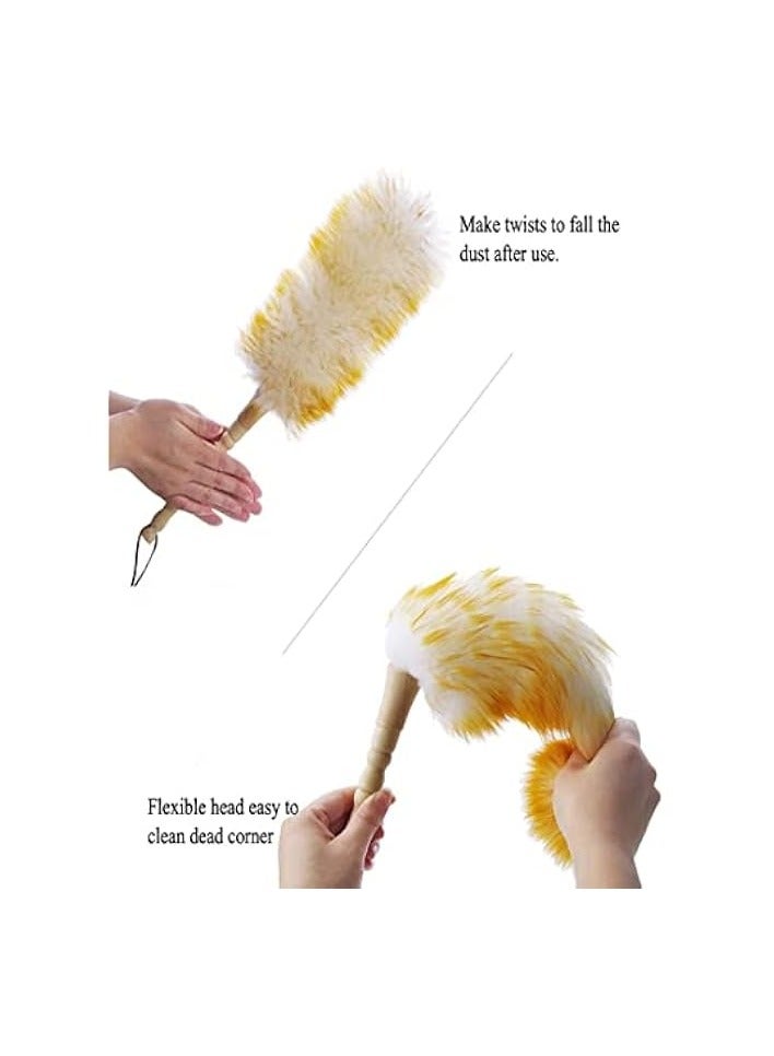 إيروريكس منفضة صوف للتنظيف المنزلي بطول 18.5 بوصة لإزالة الغبار وفرشاة كنس السيارة وتنظيف غرفة الغبار بمقبض خشبي صلب ورأس مرن ومضاد للكهرباء الساكنة ومقابض مريحة - Image 2