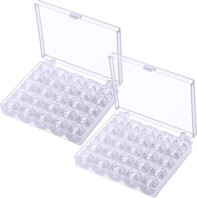 Eoehro 50 Pcs bobbins for Sewing Machine- , Sa156 Bobbins, Bobbins Class 15, Sewing Accessories, Plastic Bobbin with Case(2 Box) - Image 1