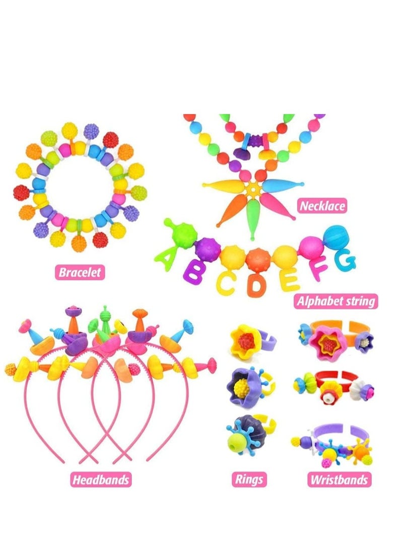500+ Pcs Pop Beads DIY Jewelry Kit for Kids - Cordless Bead Set for Bracelets, Necklaces, Hairbands & Rings - Fun Arts & Crafts for Ages 4+  - Image 2