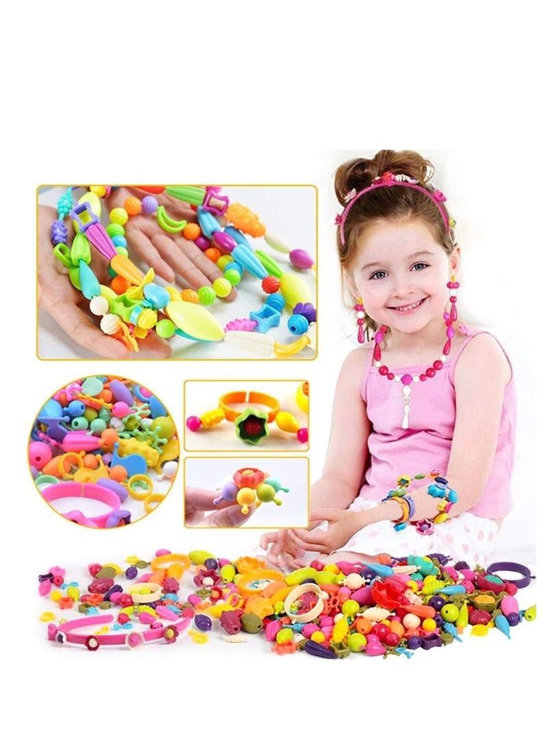 500+ Pcs Pop Beads DIY Jewelry Kit for Kids - Cordless Bead Set for Bracelets, Necklaces, Hairbands & Rings - Fun Arts & Crafts for Ages 4+  - Image 4