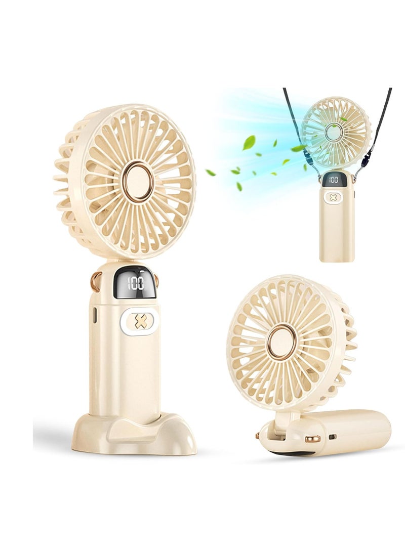 SYOSI مروحة يدوية محمولة مع شاشة LED 3 في 1 مروحة يدوية للرقبة قابلة لإعادة الشحن مروحة شخصية تعمل لمدة 15 ساعة مروحة رقبة مبردة - Image 1