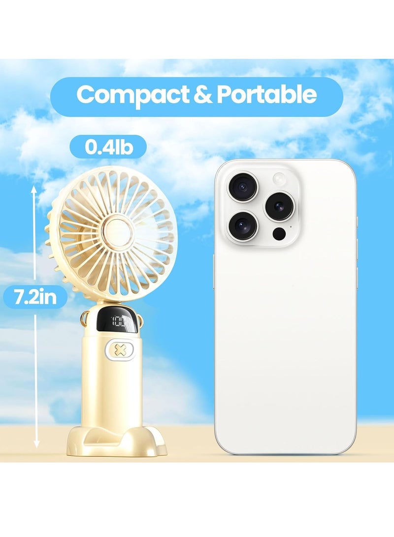 SYOSI مروحة يدوية محمولة مع شاشة LED 3 في 1 مروحة يدوية للرقبة قابلة لإعادة الشحن مروحة شخصية تعمل لمدة 15 ساعة مروحة رقبة مبردة - Image 3
