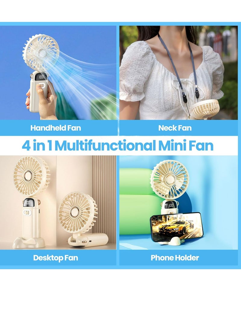 SYOSI مروحة يدوية محمولة مع شاشة LED 3 في 1 مروحة يدوية للرقبة قابلة لإعادة الشحن مروحة شخصية تعمل لمدة 15 ساعة مروحة رقبة مبردة - Image 5