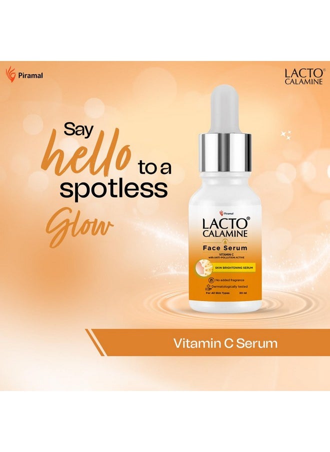 Vitamin C Face Serum With 98% Pure Vitamin C Complex | 30Ml | Glowing Skin With Niacinamide | Vitamin C Serum For Dark Spots Reduction & Moisturization | Pollushield, Vitamin E, B3 & B5
