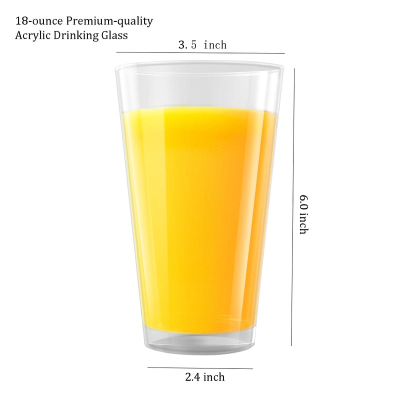 WEXINHAO Clear Drinking Glasses - Unbreakable Acrylic Glasses Drinkware 18 oz set of 6 - BPA Free Dishwasher Safe Reusable Plastic Cups for Kitchen Party Outdoor (Look Like Glass) - Image 5