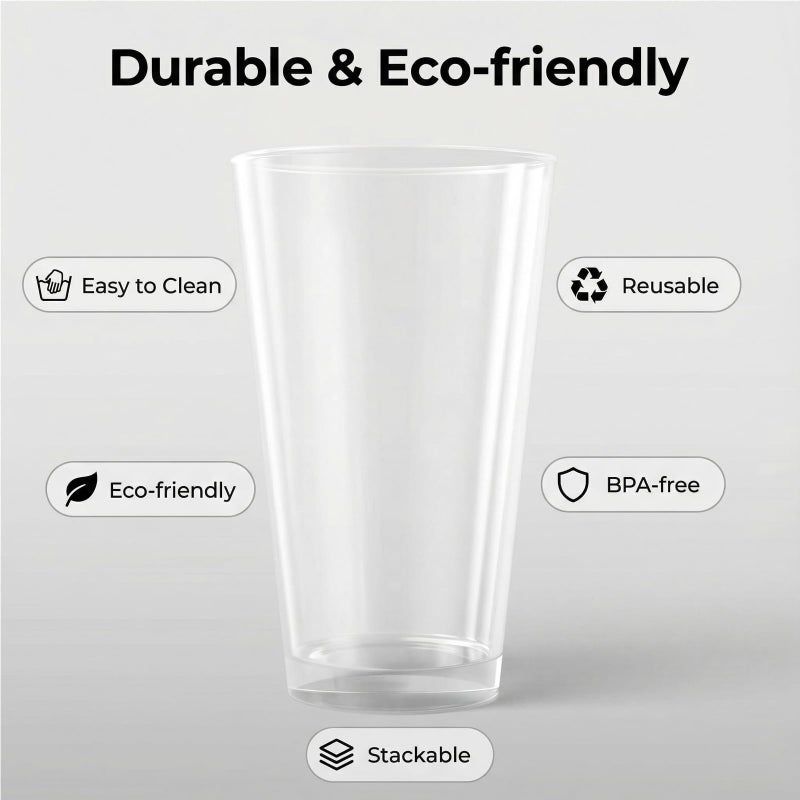 WEXINHAO Clear Drinking Glasses - Unbreakable Acrylic Glasses Drinkware 18 oz set of 6 - BPA Free Dishwasher Safe Reusable Plastic Cups for Kitchen Party Outdoor (Look Like Glass) - Image 2
