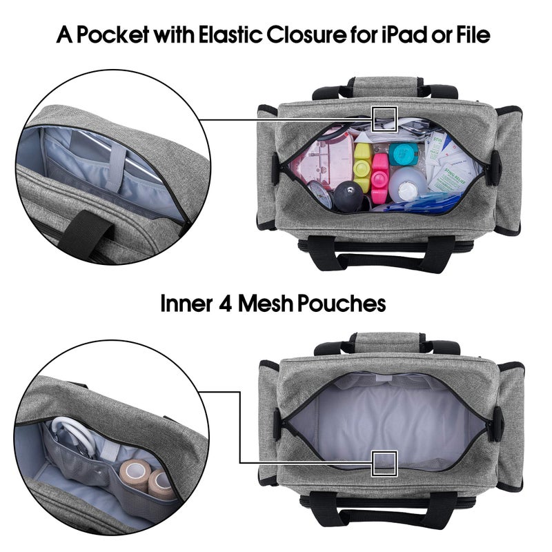 Trunab Home Health Nurse Bag Empty, Portable Medical Supplies Shoulder Bag for Hospice, Home Visit, Hospital Interns, Grey, Bag Only - Image 3