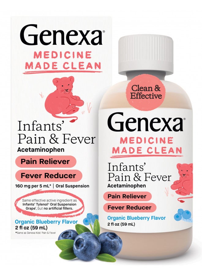 Genexa Genexa Infants Acetaminophen Oral Suspension | for Babies | Temporarily Relieves Pain and Fever Symptoms | 160 mg per 5 mL | Organic Blueberry Flavor | 2 Fluid Ounces  - Image 1
