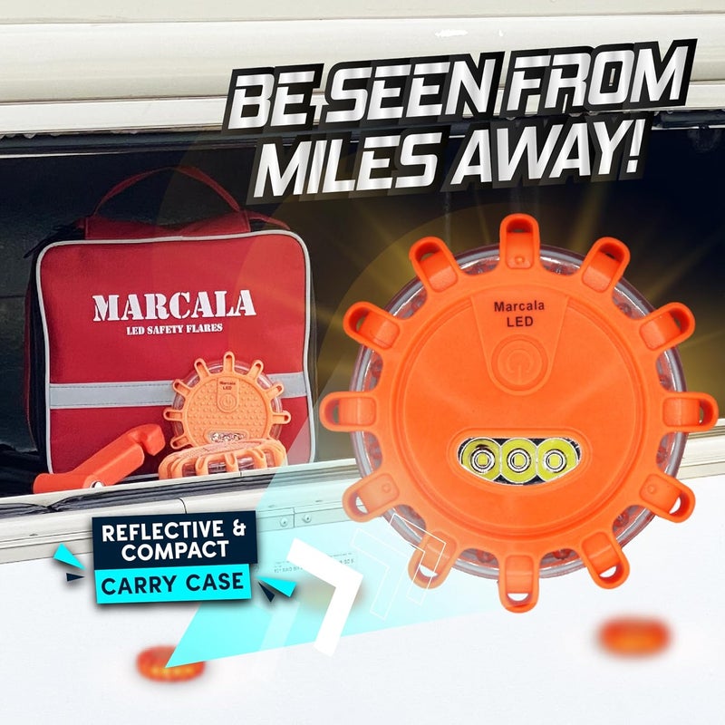 MARCALA Emergency Flares for Cars 12-Pack | Roadside Safety Discs | LED Safety Flare Emergency Lights | The only Complete Safety Disc Kit w/ 2 Bonus Items! | Feel Safer on The Road!! - Image 5