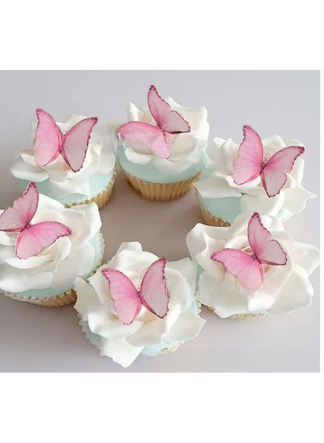 Exclusive Hot Sticky Rice Paper Decoration Butterfly Cake Decoration Waper Boxed Baking Decoration Cake Sticker-Color:Brightening Print-Specifications:Colorful Butterfly-Pink 48 - Image 2