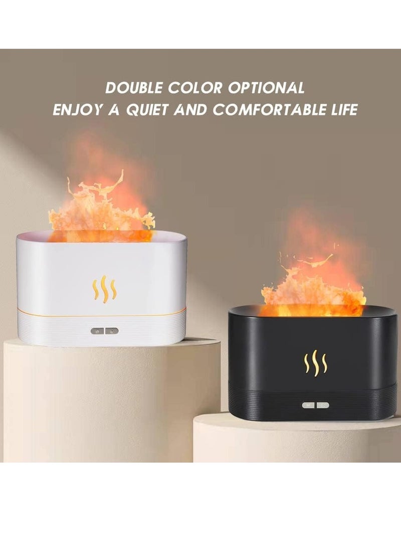 Essential Oil Diffuser, Simulation Flame Upgrade Mist Air Humidifier, 180ml Aromatherapy Diffuser, 2 Night Lights Brightness and Auto Shutdown (Black) - Image 3