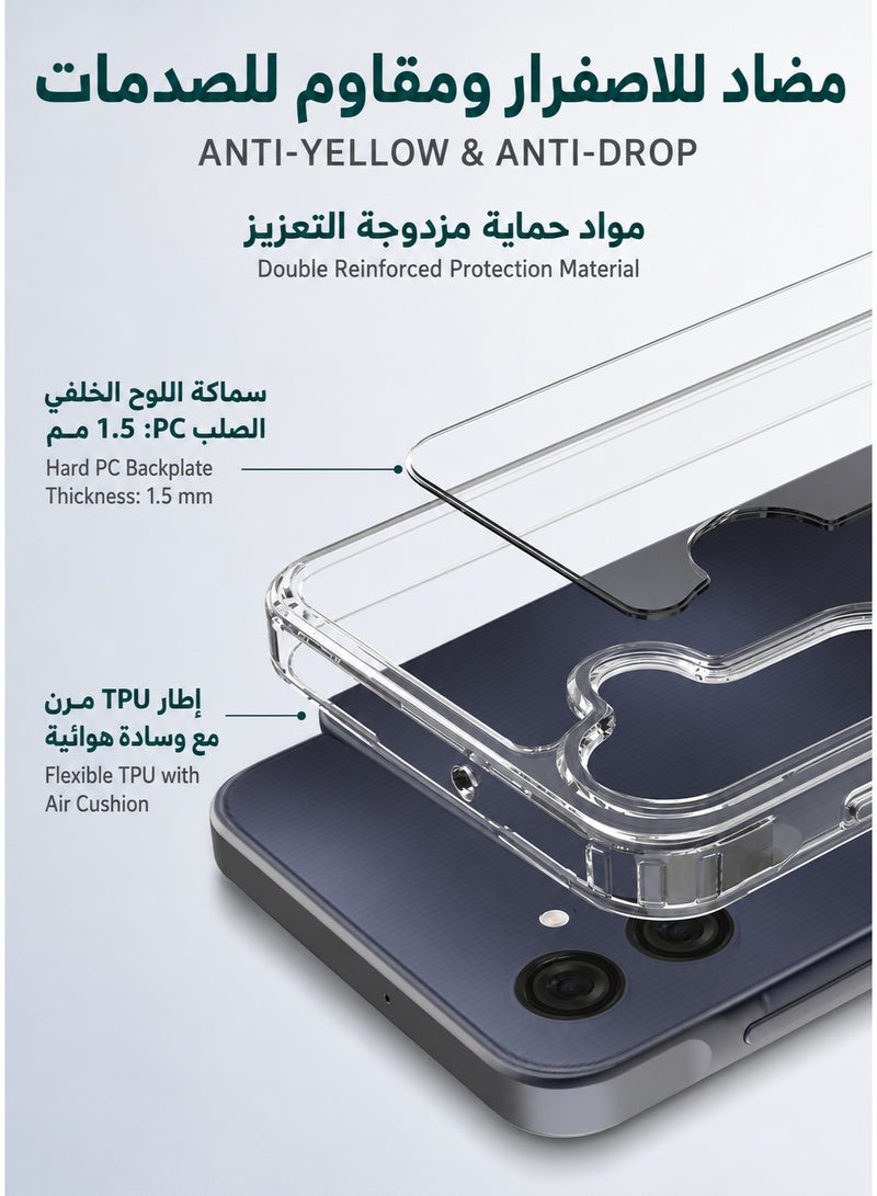ORYXA Samsung Galaxy A16 Clear Case, 2-in-1 Slim TPU Cover with Screen Protector, Reinforced 4-Corner Shock-Absorption, Anti-Scratch Crystal Clear Bumper for Galaxy A16 5G/4G - Clear - Image 4