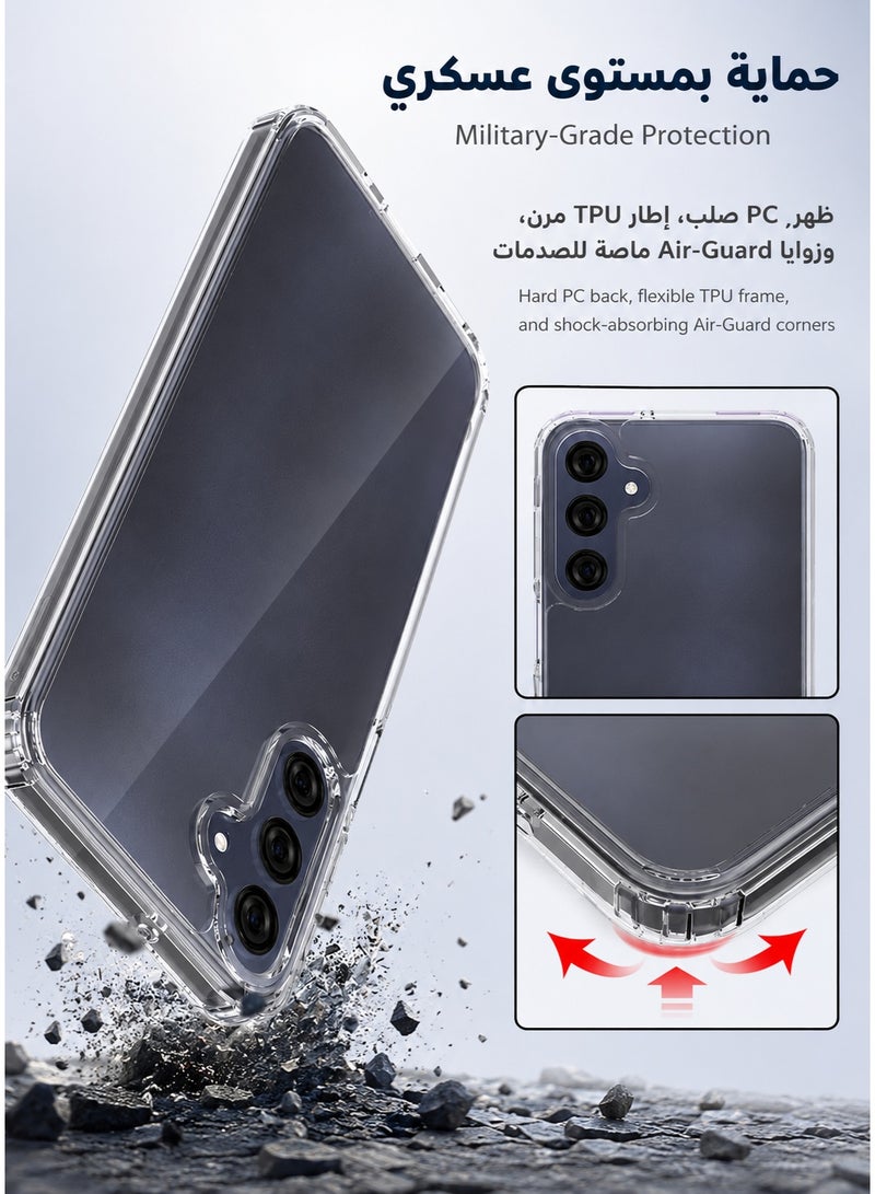 ORYXA Samsung Galaxy A16 Clear Case, 2-in-1 Slim TPU Cover with Screen Protector, Reinforced 4-Corner Shock-Absorption, Anti-Scratch Crystal Clear Bumper for Galaxy A16 5G/4G - Clear - Image 3
