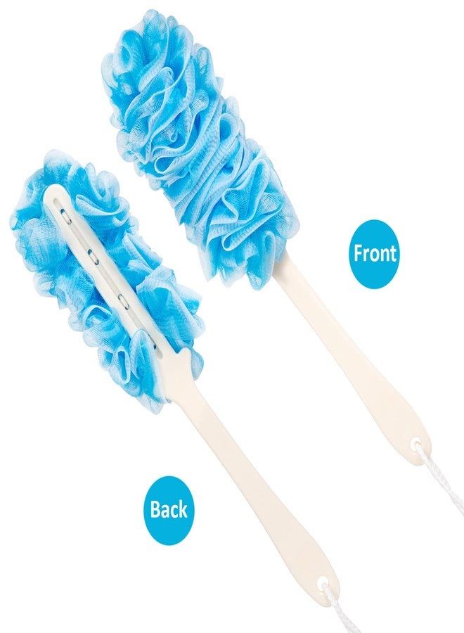 Arswin Lufa Back Scrubber for Shower, Anti-Slip Long Handle Bath Sponge Shower Brush, Soft Nylon Mesh Back Cleaner Washer, Loofah on a Stick Body Brush for Women&Men (Blue) - Image 2