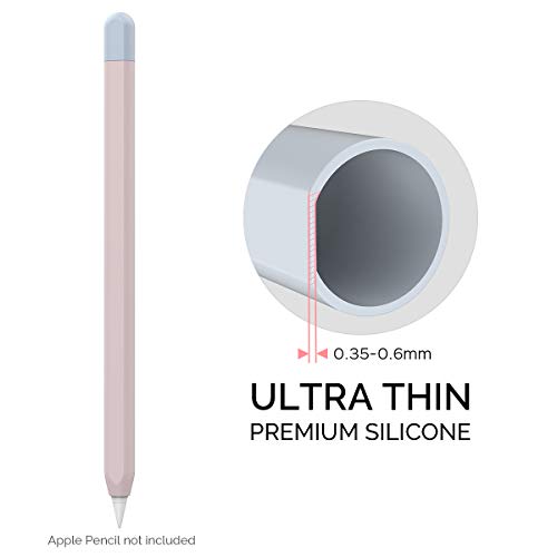 AHASTYLE Duotone Case Silicone Skin Cover Compatible with Apple Pencil 2nd Generation, iPad Pro 11 12.9 inches 2018 (Pink, Light Blue) - Image 5
