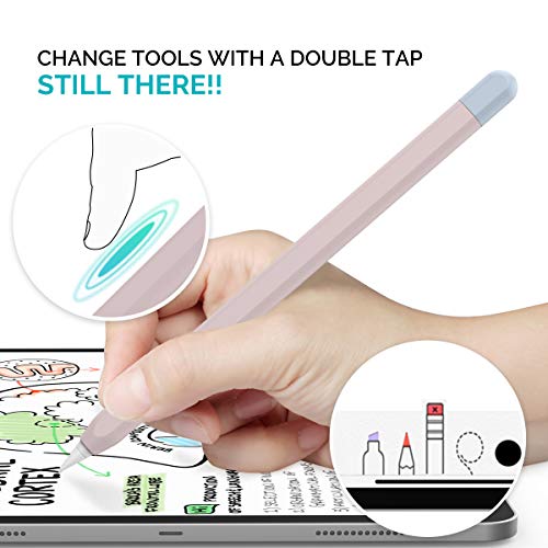 AHASTYLE Duotone Case Silicone Skin Cover Compatible with Apple Pencil 2nd Generation, iPad Pro 11 12.9 inches 2018 (Pink, Light Blue) - Image 4