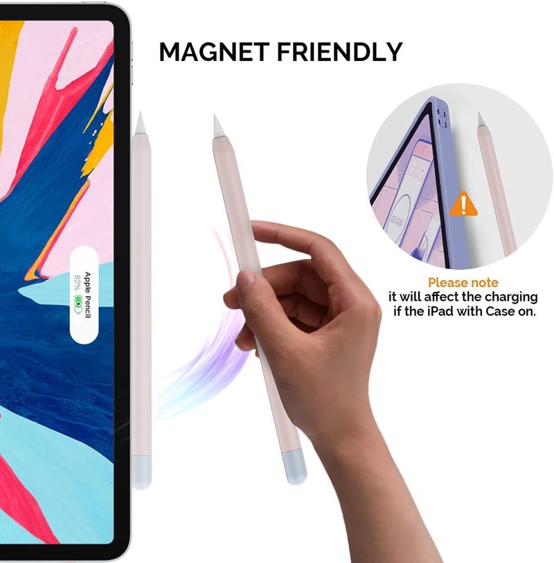 AHASTYLE Duotone Case Silicone Skin Cover Compatible with Apple Pencil 2nd Generation, iPad Pro 11 12.9 inches 2018 (Pink, Light Blue) - Image 3