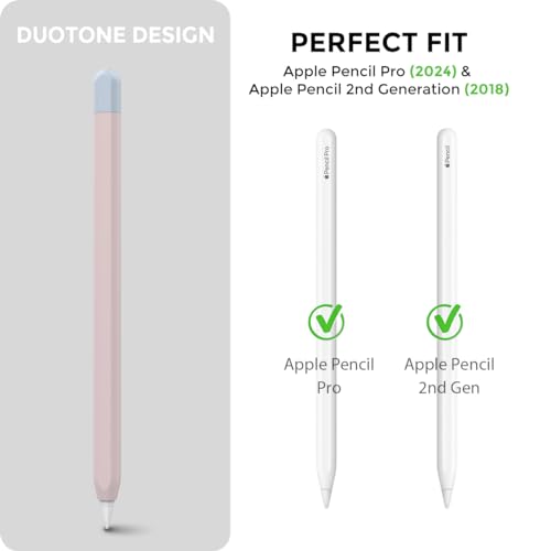 AHASTYLE Duotone Case Silicone Skin Cover Compatible with Apple Pencil 2nd Generation, iPad Pro 11 12.9 inches 2018 (Pink, Light Blue) - Image 2