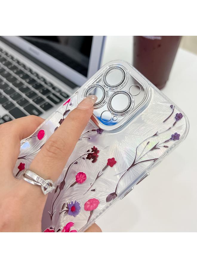 S-TOP Case For iPhone 14 Electroplating Flowers Plants Texture TPU Phone Case - Image 4