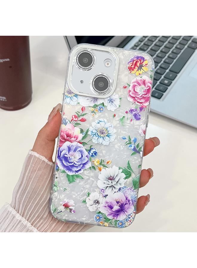 S-TOP Case For iPhone 14 Electroplating Flowers Plants Texture TPU Phone Case - Image 1