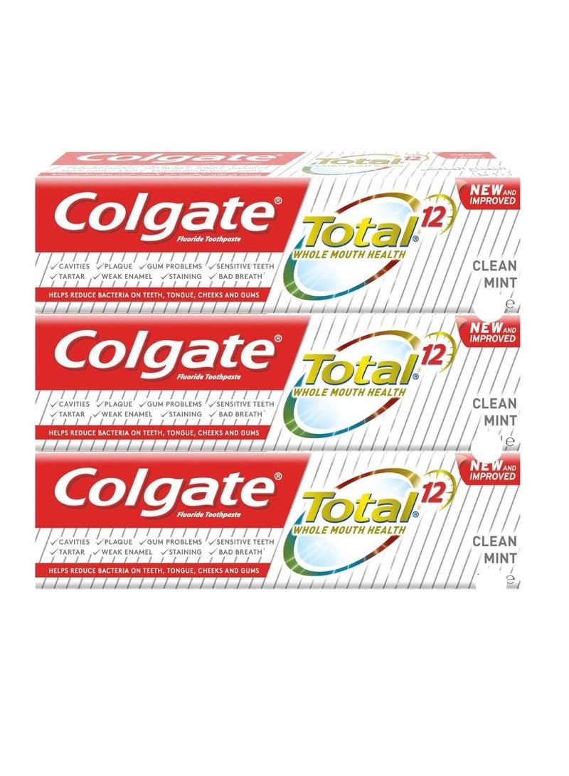 Colgate Total 12 Hour Protection Clean Mint Toothpaste 100ml - 3 Pack - Image 2