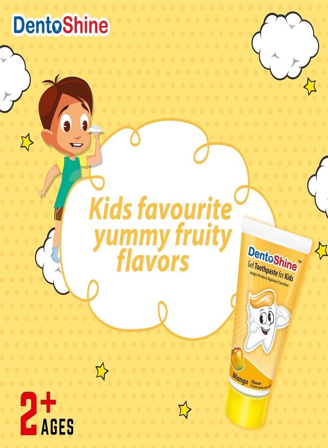 DentoShine Gel Toothpaste for Kids | Pack of 3 Flavors (Strawberry, Mango & Bubblegum (fun pack), 80g each) | IDA Accepted | Ages 2+ - Image 4