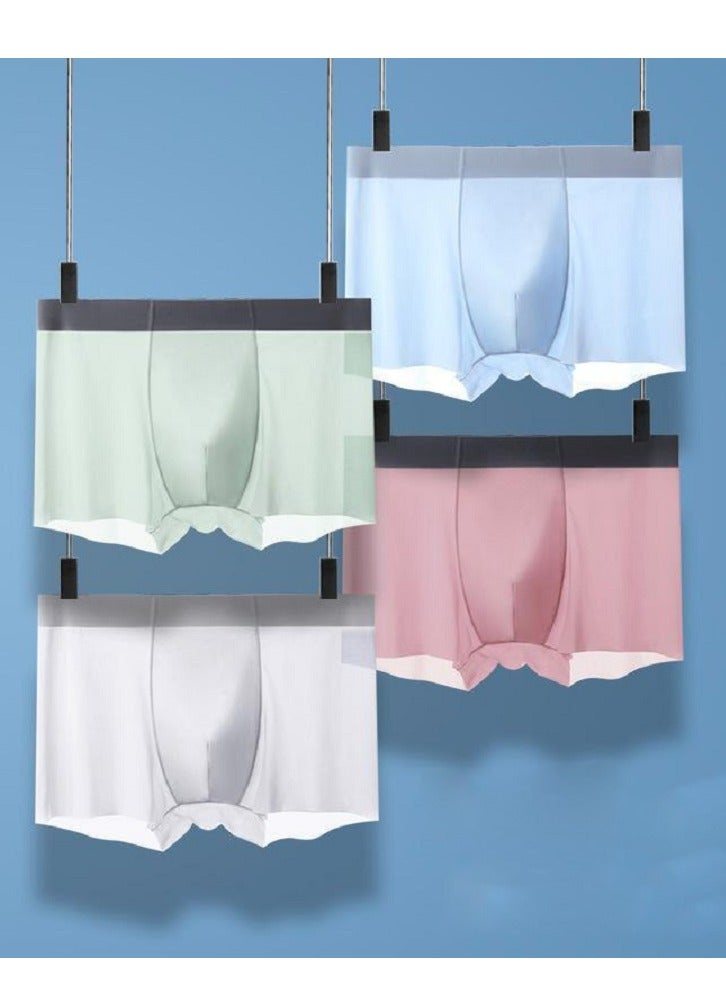 4pcs Traceless Breathable Ice Silk Cool Underwear Trunks High-end Boxer Briefs for Men.  - Image 1