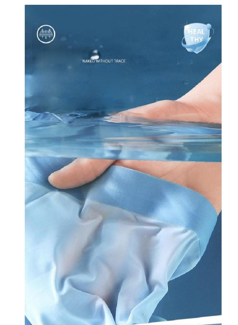 4pcs Traceless Breathable Ice Silk Cool Underwear Trunks High-end Boxer Briefs for Men.  - Image 4