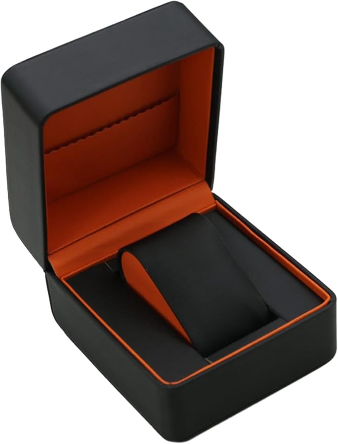 Black Watch Box Organizer with Jewelry Storage and Bracelet Holder Lightweight - Image 1
