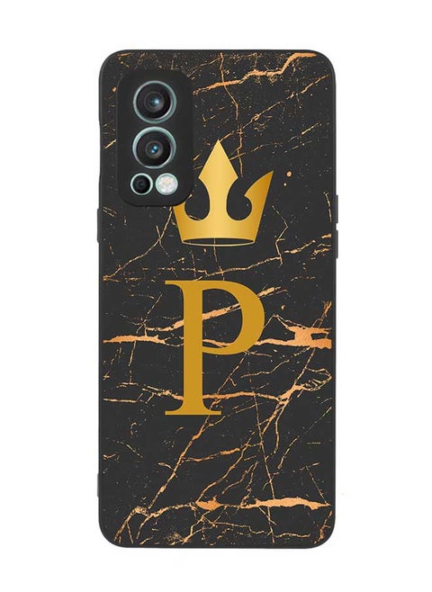 TPU Protection and Hybrid Rigid Clear Back Cover Case P Letter Marble for OnePlus Nord 2 5G