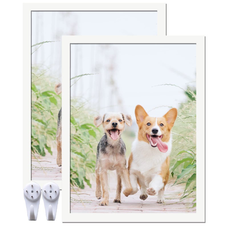 icariery White 9x12 Picture Frame Set of 2  High Transparent Picture Frames for 9 x 12 Canvas Collage Photo Poster Certificate Wall Gallery Horizontal Vertical 9 By 12 - Image 1