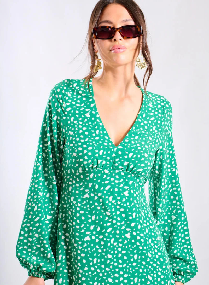 Needs No Label  Green Spot Empire Waist Midi Dress for Women | Best Price UAE