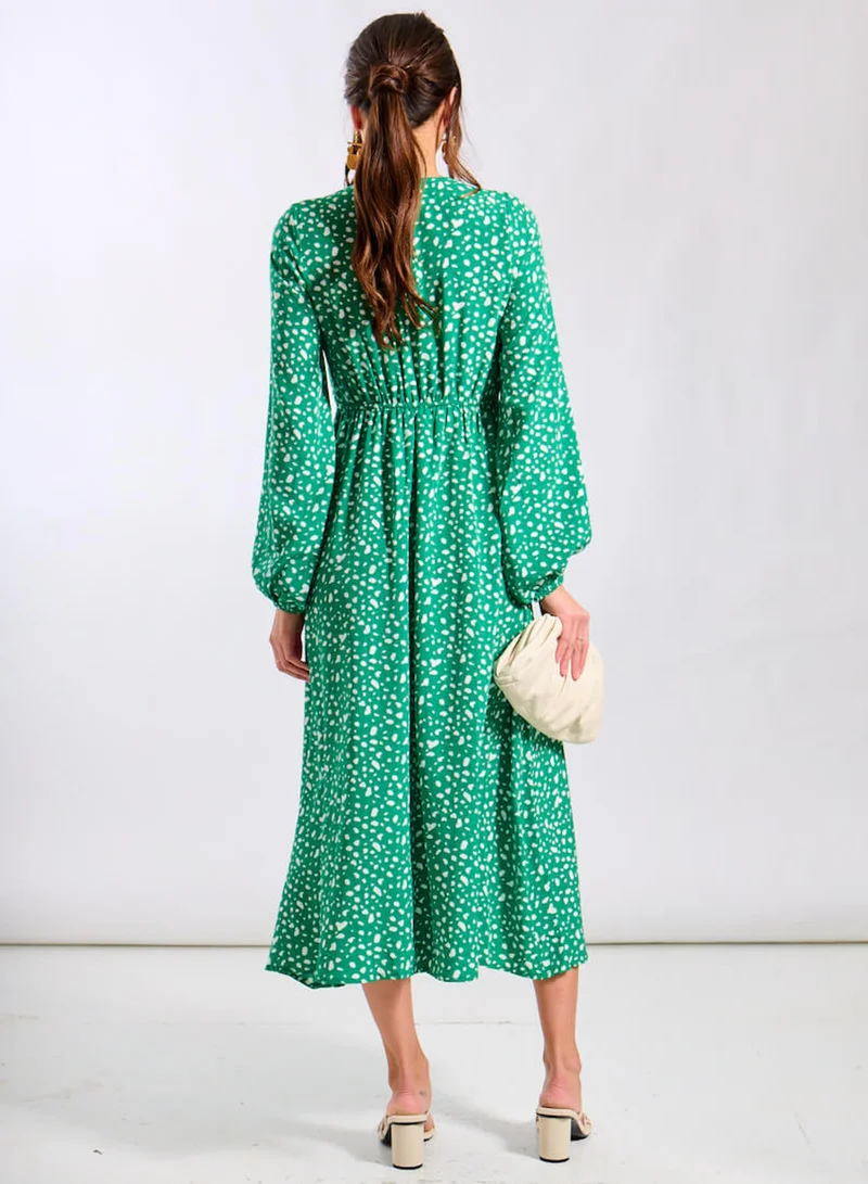 Needs No Label  Green Spot Empire Waist Midi Dress for Women | Best Price UAE
