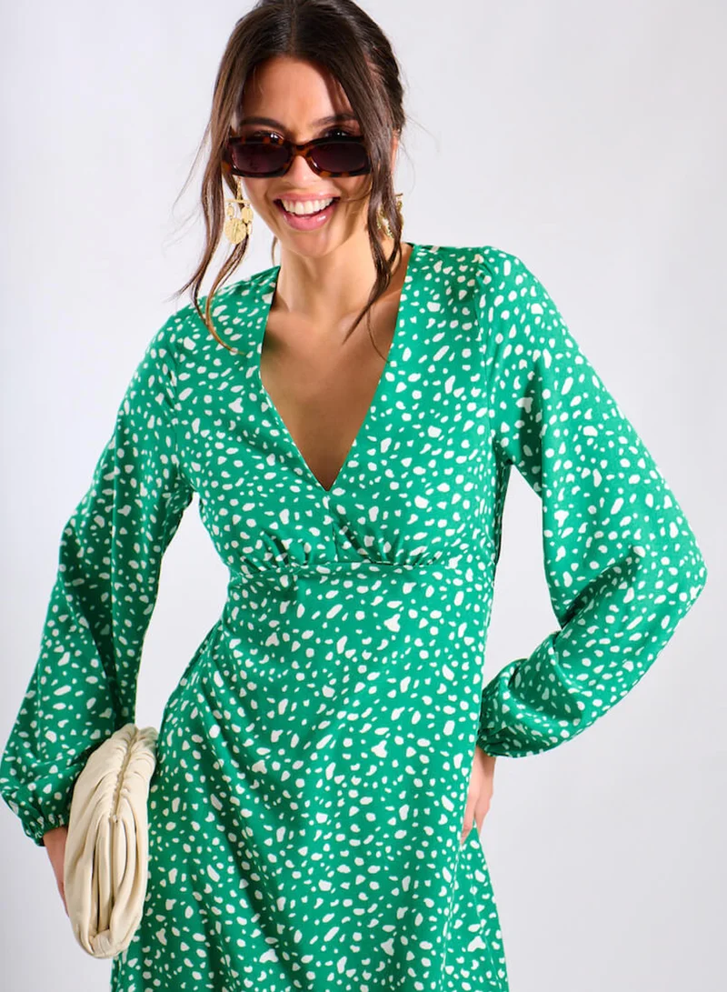 Needs No Label  Green Spot Empire Waist Midi Dress for Women | Best Price UAE