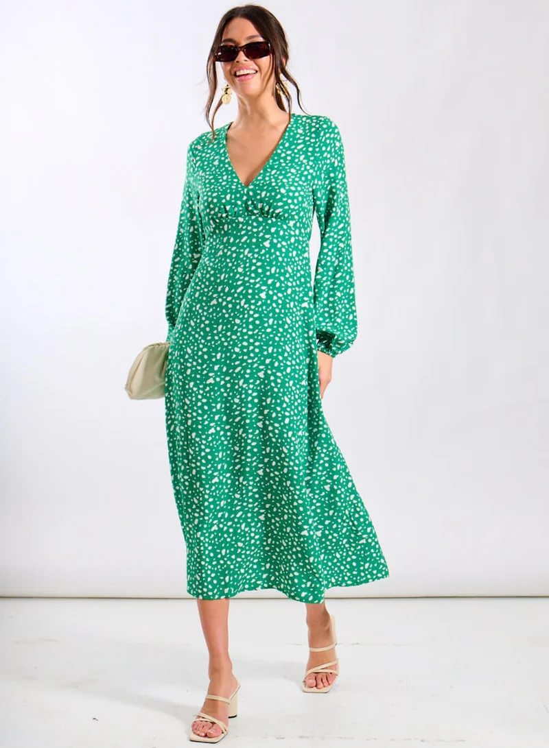 Needs No Label  Green Spot Empire Waist Midi Dress for Women | Best Price UAE