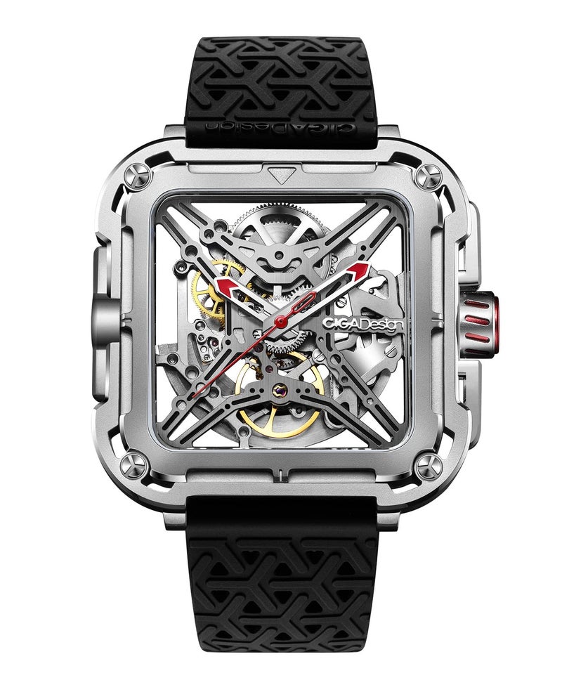 CIGA Design ساعة رجال CIGA Design سيليكون X Series بقرص فضي - X011-Sisi-W25Bk، حزام أسود - Image 1