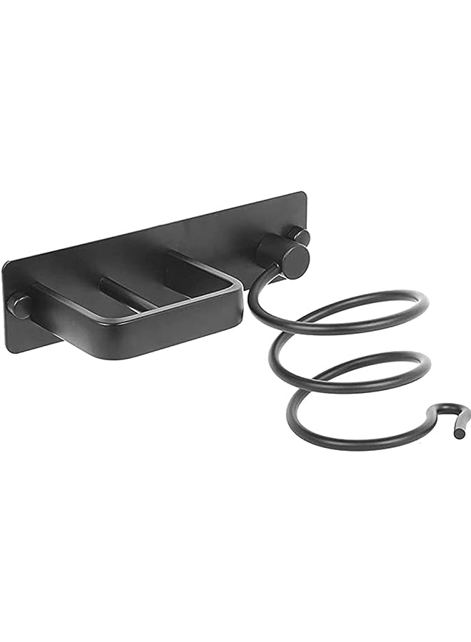 Raxoom Dryer Holder Wall Mount, Wall Mount Aluminum Hair Blow Dryer Holder Organizer with Straightener Storage Stand Rack, Hair Care Styling Tools Organizer Hanger for Bathroom & Bedroom, Black - Image 1