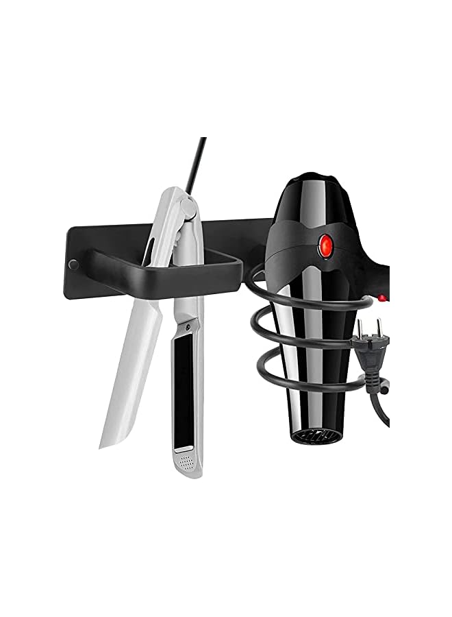 Raxoom Dryer Holder Wall Mount, Wall Mount Aluminum Hair Blow Dryer Holder Organizer with Straightener Storage Stand Rack, Hair Care Styling Tools Organizer Hanger for Bathroom & Bedroom, Black - Image 3