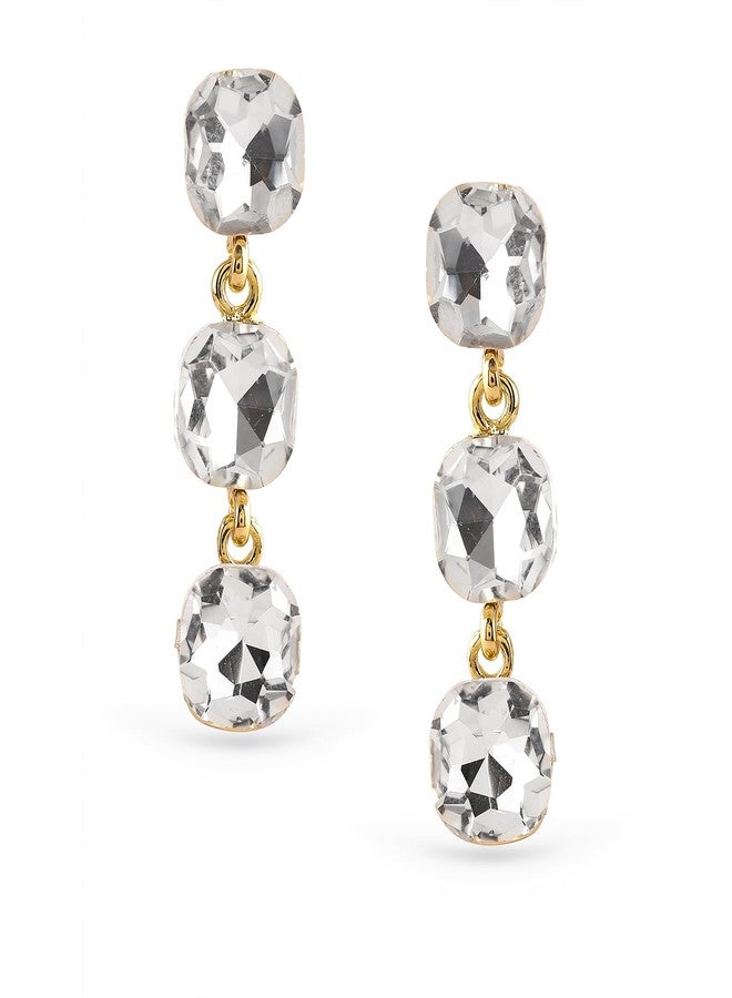 Rubans Linear Drop Earrings Stylish Jewellery with Crystal Stone Studded Gift for Women & Girls - Image 1